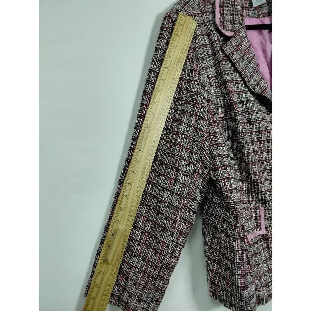 George Pink Plaid Blazer Lined Jacket Women Plus Size 22W/24W